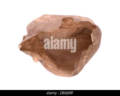 Crumpled paper bag isolated on white background Stock Photo