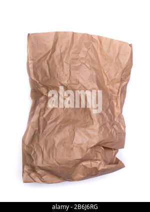 Crumpled paper bag isolated on white background Stock Photo