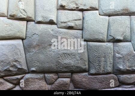 The famous twelve-sided Inca Stone wall on streets of Cusco, Peru Stock Photo