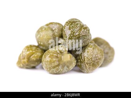 Capers isolated on white background. Pickled capers. Canned capers Stock Photo