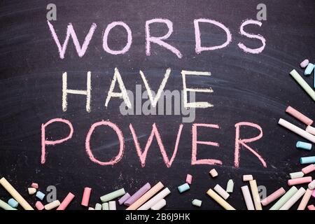 word have power written in chalk on a blackboard Stock Photo