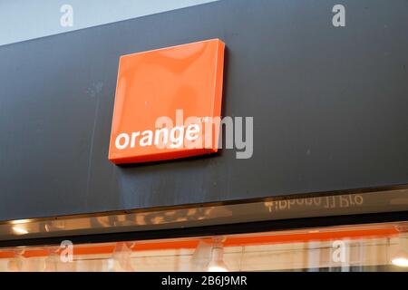 Bordeaux , Aquitaine / France - 01 22 2020 : Orange store logo sign shop french telecommunications company Stock Photo