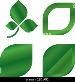 Vector illustration. Set of four icons about environment leaf. Stock Vector