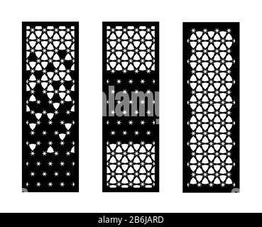 Set of decorative vector panels for laser cutting. Stock Vector