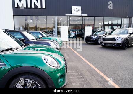 Bordeaux , Aquitaine / France -  01 15 2020 : Mini logo automobiles parked at Mini Cooper car dealership Stock Photo