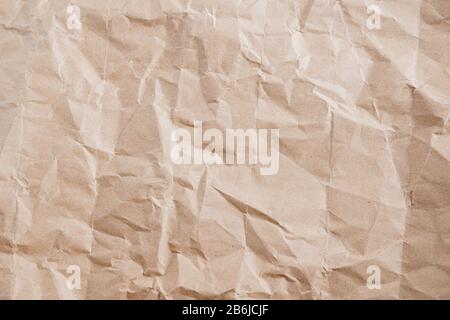 background old brown crumpled paper texture Stock Photo