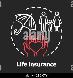 Life insurance chalk RGB color concept icon. Parent healthcare investment for child. Personal mortgage. Family security idea. Vector isolated Stock Vector