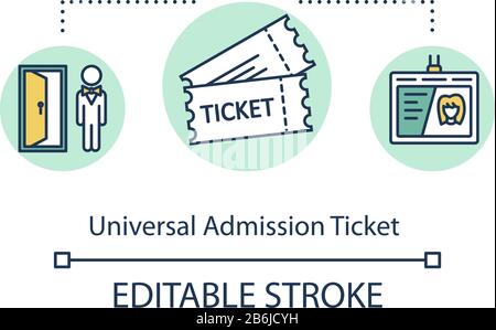 Universal admission ticket concept icon. Saving money in travel, cost effective tourism idea thin line illustration. VIP access pass vector isolated Stock Vector