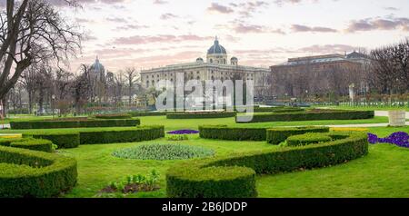 The Volksgarten (People's Garden) in Vienna, Austria. Panoramic view at early spring Stock Photo