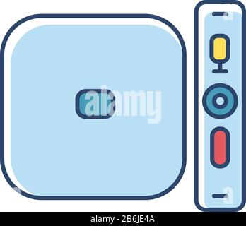 Digital media player RGB color icon. TV, stereo, home theater system. Entertainment product. Video game console. Gadget for playing videos. Electronic Stock Vector