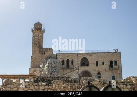 Nebi Samuel mosque in Palestinian village of nearly 220 inhabitants in the West Bank, within the Jerusalem Governorate Stock Photo