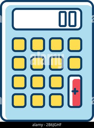 Pocket calculator RGB color icon. Mathematical calculation. Quick counting. Small electronic gadget. Accounting. Finance. Technology. Mobile device Stock Vector