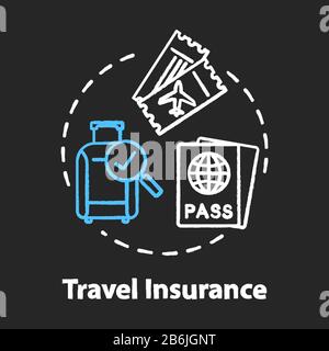 Travel insurance chalk RGB color concept icon. Policy coverage for international tourism. Pre-paid service. Safety plan idea. Vector isolated Stock Vector