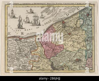 Part of a map of the Austrian Netherlands partic Carte des environs de Dunkerque, Berques, Furnes (title object) Part of a map of the Austrian Netherlands, consisting of 24 parts. Bottom right numbered: 8. Manufacturer : print maker: Tobias Conrad Lotter In drawing: Albrecht Carl Seuttercartograaf: Matthaeus Seutter (III), publisher: Matthaeus Seutter (III) provider of privilege: Zwaben and Franken Vicariate of Rhine Place manufacture: Augsburg Date: 1737 - 1757 Physical features: etching and engra, hand-colored material: paper Technique: engra (printing process) / etch / hand-color measuremen Stock Photo