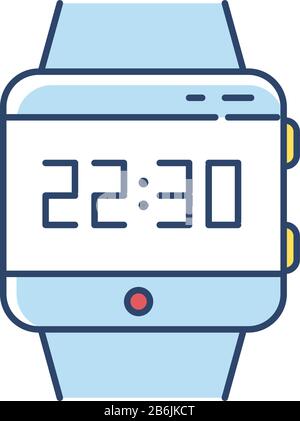 Wrist smartwatch RGB color icon. Smart watch with touchscreen display. Wristwatch. Digital clock. Wearable computing gadget. Fitness tracker. Mobile Stock Vector
