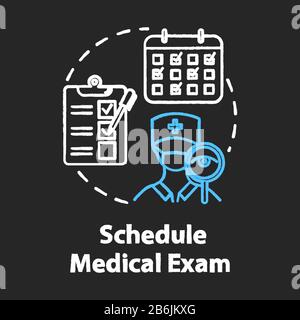 Schedule medical exam chalk RGB color concept icon. Clinical checkup. Doctor visit. Physical test. Health insurance idea. Vector isolated chalkboard Stock Vector