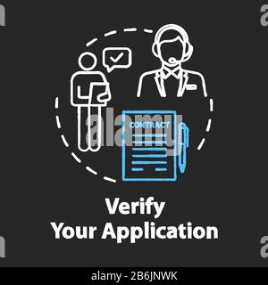 Verify your application chalk RGB color concept icon. Contract approval. Identity affirmation. Report check. Identification idea. Vector isolated Stock Vector