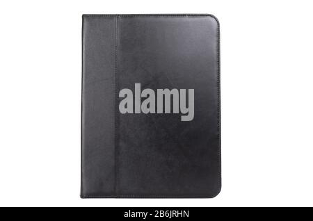 hand made leather folder for documents on a white background Stock Photo