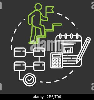 Actions chalk RGB color concept icon. Long-term plan. Climbing career ladder. Opportunities for success. Business management idea. Vector isolated Stock Vector