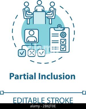 Partial inclusion concept icon. Mainstreaming teaching. Special studying program. Inclusive education group idea thin line illustration. Vector Stock Vector