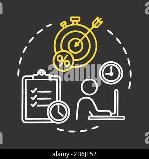 Short-term smart goals chalk RGB color concept icon. Aim and purpose. Setting deadlines for projects. Building business. Planning idea. Vector Stock Vector