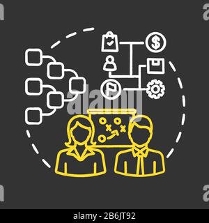 Strategy map chalk RGB color concept icon. Route step. Entrepreneurship, startup. Teamwork on project. Business planning idea. Vector isolated Stock Vector