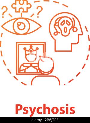 Psychosis concept icon. Psychic disorder. Psychopathy, insanity ...