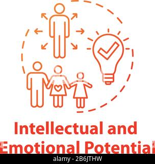 Intellectual and emotional potential concept icon. Live full life. Positive impact on others. Happy being idea thin line illustration. Vector isolated Stock Vector