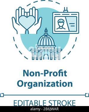 Non-profit organization concept icon. Volunteering and goodwill. Social services center. Philanthropy idea thin line illustration. Vector isolated Stock Vector