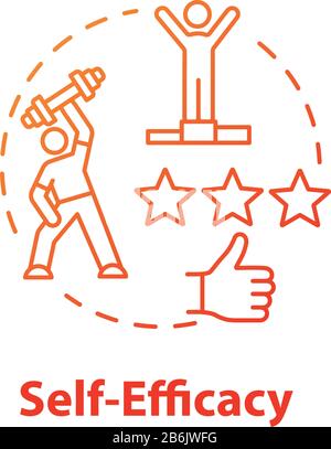 Self efficacy concept icon. Personal potential realization. Professional training. Movement to goal idea thin line illustration. Vector isolated Stock Vector