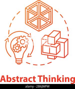 Abstract thinking concept icon. Creativity. Hypothetical model creation. Design thinking. Brainstorming idea thin line illustration. Vector isolated Stock Vector