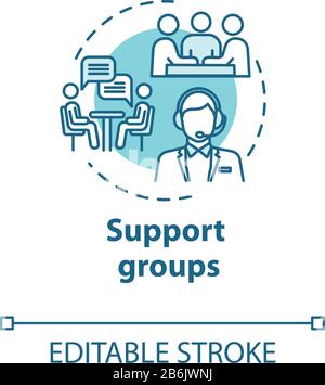 Support groups concept icon. Mutual help team. Psychological assistance organization. Therapeutic assistance idea thin line illustration. Vector Stock Vector
