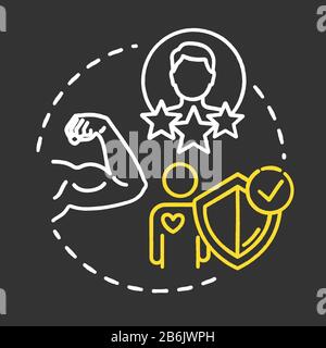 Build on strengths chalk RGB color concept icon. Healthcare. SWOT strategy. Premium membership for gym. Self-development idea. Vector isolated Stock Vector