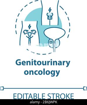 Genitourinary oncology concept icon. Human reproductive system disorder. Cancer awareness. Health care idea thin line illustration. Vector isolated Stock Vector