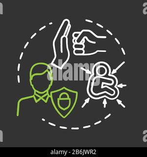 Protective strategies chalk RGB color concept icon. Social care. Smart development. Client support. General control. Self-building idea. Vector Stock Vector