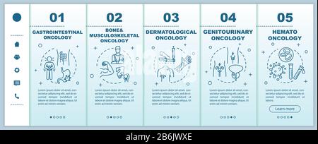 Oncology onboarding vector template. Bone and musculoskeletal cancer. Gastrointestinal oncology. Responsive mobile website with icons. Webpage Stock Vector