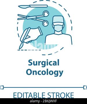 Surgical oncology concept icon. Surgery to remove tumor. Procedure for treatment. Operation room idea thin line illustration. Vector isolated outline Stock Vector