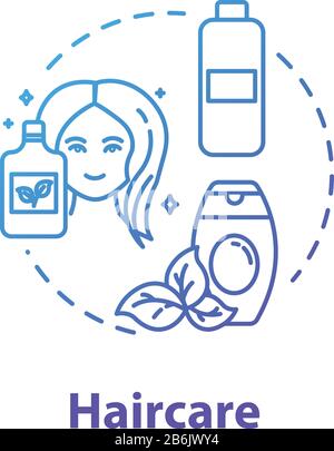 Haircare, natural cosmetics, hair health and beauty concept icon. Organic shampoo and conditioner idea thin line illustration. Vector isolated outline Stock Vector