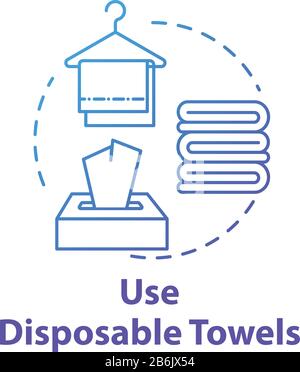 Use disposable towels, cleaning accessory, hygiene concept icon. Healthcare, antibacterial napkin, purity idea thin line illustration. Vector isolated Stock Vector