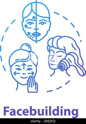 Facebuilding, face massage, cosmetology, beauty and health concept icon. Anti wrinkle procedure idea thin line illustration. Vector isolated outline Stock Vector