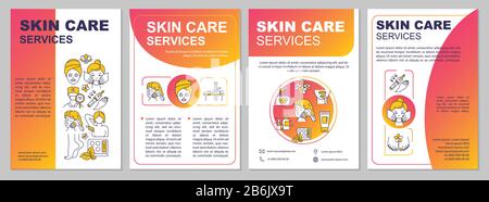 Skin care services, beauty procedures brochure template. Flyer, booklet, leaflet print, cover design with linear icons. Vector layouts for magazines Stock Vector
