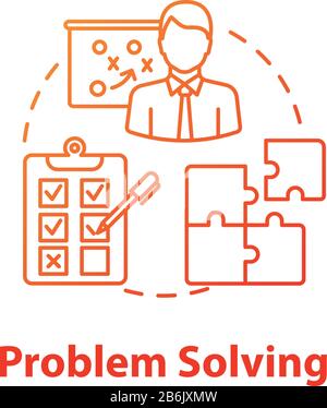 Problem solving concept icon. Planning, management. Way out of difficult situations. Decision making idea thin line illustration. Vector isolated Stock Vector