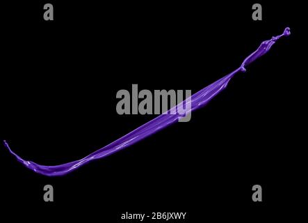 Beautiful purple paint splashes isolated on black background Stock Photo