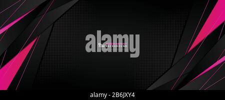 Abstract technology black wide background with gradient pink magenta gradient tech design. Decorate for ad, poster, template, artwork. illustration ve Stock Vector