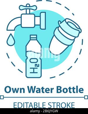 Own water bottle concept icon. Inexpensive drink, affordable travel idea thin line illustration. Personal clean water supply, cheap beverage. Vector Stock Vector