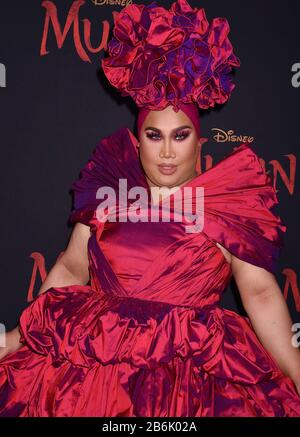 HOLLYWOOD, CA - MARCH 09: PatrickStarrr attends the premiere of Disney's 'Mulan' at the El Capitan Theatre on March 09, 2020 in Hollywood, California. Stock Photo