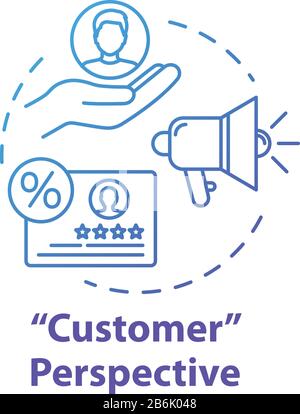 Customer perspective concept icon. Traffic prospect. Potential clients. Building audience. Sales prospect. Market share growth idea thin line Stock Vector