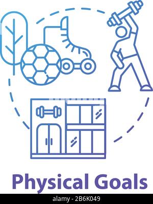 Physical goals concept icon. Sports determination. Body building. Muscular athlete. Sport workout. Self-development idea thin line illustration Stock Vector