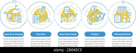 Setting goal vector infographic template. Building business presentation design elements. Data visualization with 5 steps. Process timeline chart Stock Vector