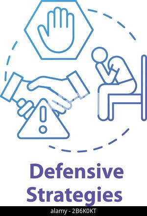 Defensive strategies concept icon. Hardships in business. Dealing with ...